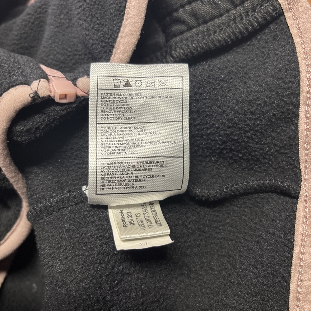 Reebok Girls Black Full Zip Fleece Hoodie Jacket Pink Trim L 14/16 - Picture 9 of 10